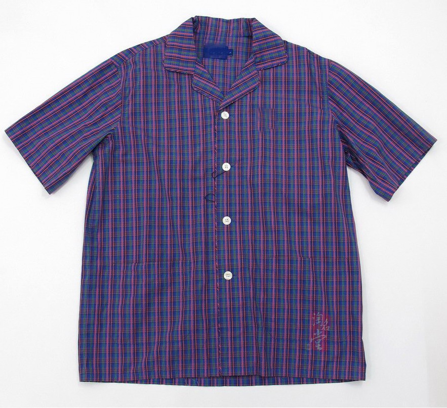 短袖睡衣格子高档短袖睡衣男