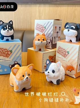 精品木雕风站姿汽车摆件可爱创意树脂公仔家居桌面装饰品