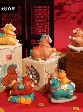 原创唐风小马萌态系列树脂摆件创意桌面小摆件马年吉祥物礼品新款