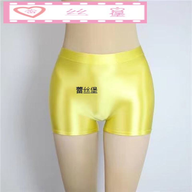 韩版男女同款春夏糖果缤纷色彩高腰内裤油亮高弹透气三分打底裤