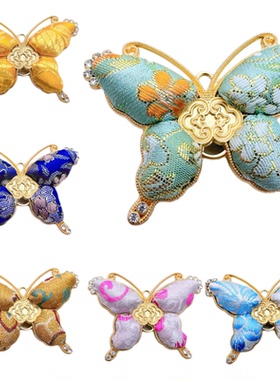 宋锦非遗锆石蝴蝶双面吊坠汉服