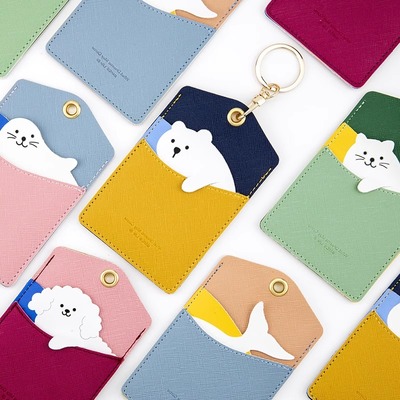 卡套皮质软皮卡通动物钥匙扣创意PU挂件证件卡片饭卡套可爱小礼物