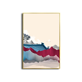 可定制竖幅版 饰墙壁画芯 山峰日出中国风玄关装 新中式 抽象山水日式