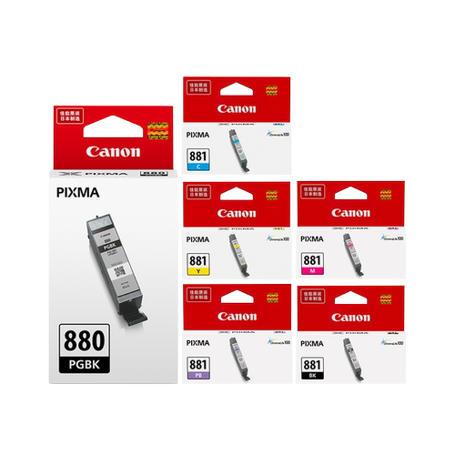 佳能PGI-880PGBK原装CLI-881BK C M Y PB墨盒TS 708t 6180 6280 6380 8180 8280 8380 9180 9580 TR8580 墨水