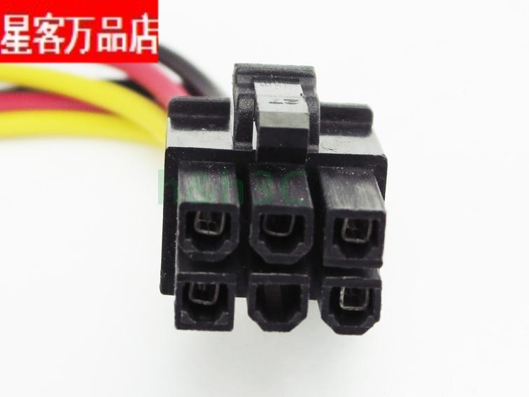 精品6PIN显卡电源线转换线D型IDE双4Pin转6P适用于NVIDIA AMD显卡