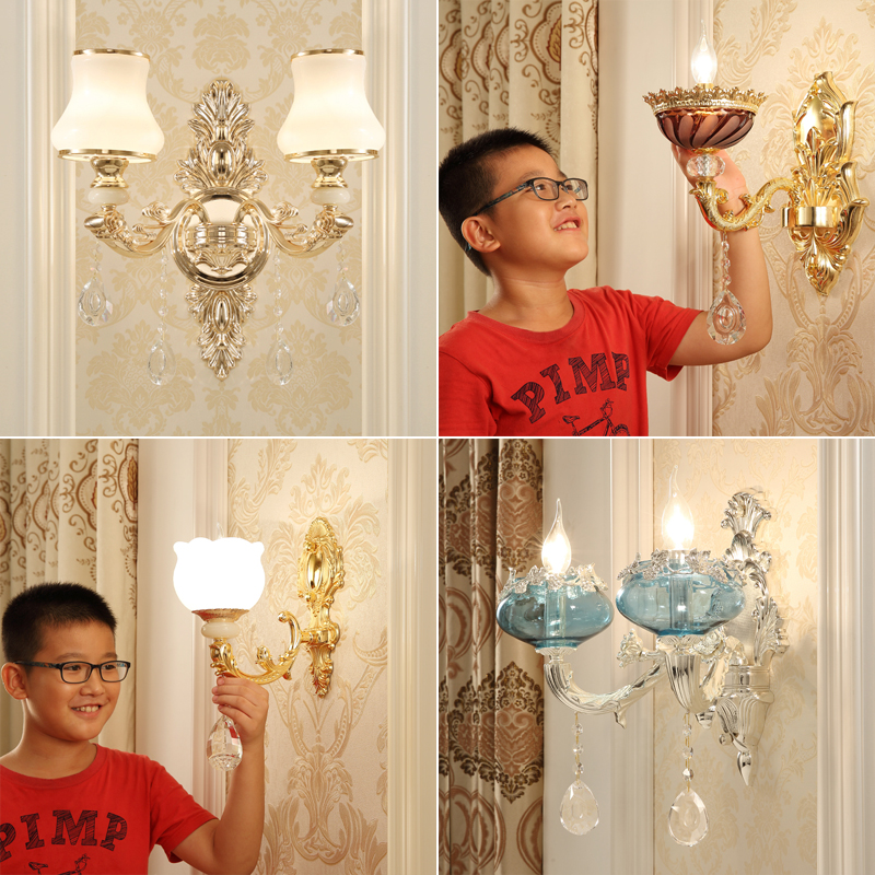 欧式风客厅卧室床头充电池壁灯