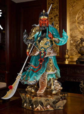 汉白玉横刀关公店铺开业武财神