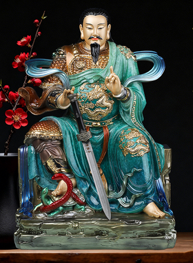汉白玉真武大帝神像摆件玄天上帝