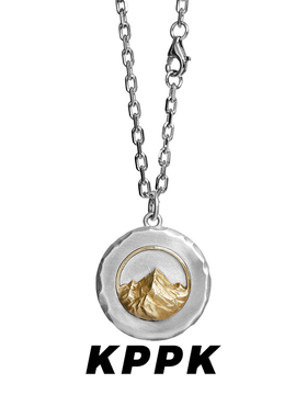 手工浮雕日照金山项链钛钢不掉色复古潮酷百搭情侣款项链轻奢小众