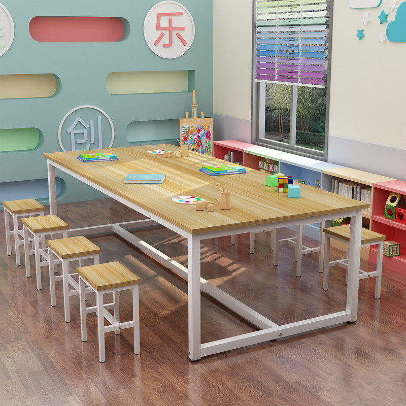 彩色手工美术绘画桌学生课桌椅成套绘本馆阅读区培训机构教室桌子