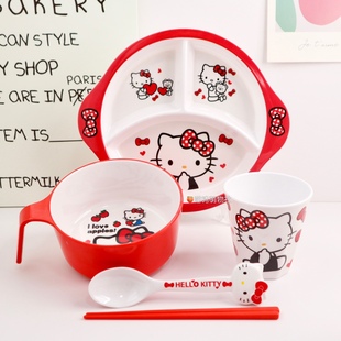 儿童吃饭专用宝宝防烫食品级密胺碗耐高温大号可爱手把卡通仿瓷碗