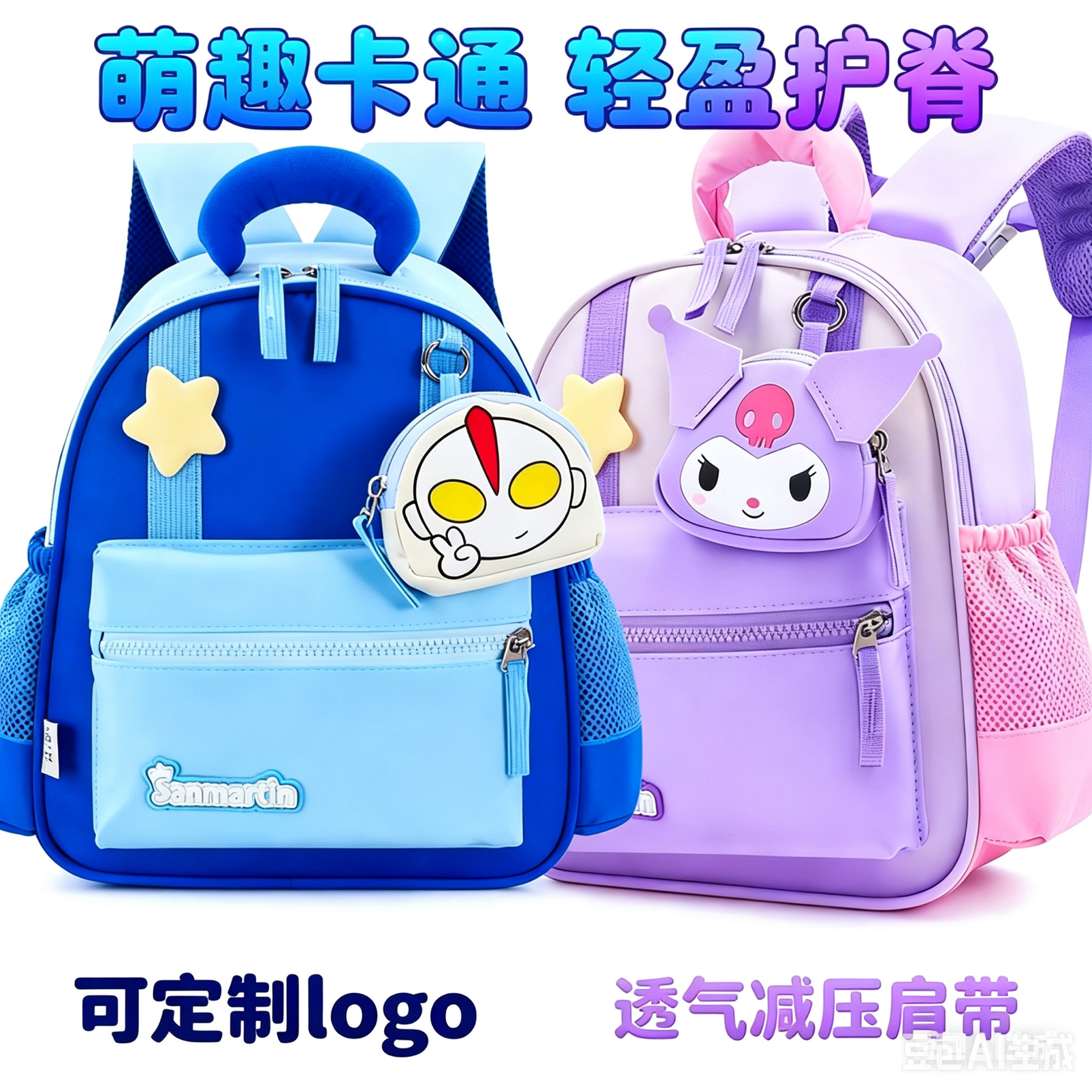 卡通幼儿园书包2-6岁女童超轻书包