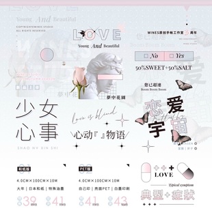 亮面pet 分装 少女心事 和纸胶带 手帐拼贴 Wines原创手帐工作室