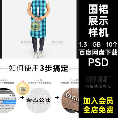 10个围裙展示样机PSD设计角度文创果智VI提案图样图案效果素材