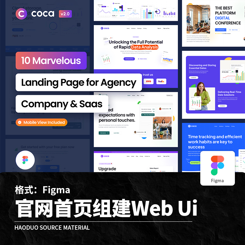 10套大气商务官网首页网站展示蓝色Web端UI界面Figma模板设计素材