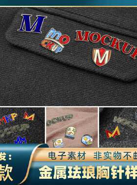金属琅胸针样机PSDps57款设计提案异型徽章智能自定义贴图