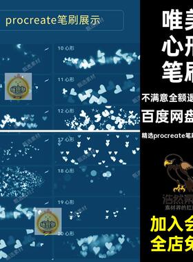 梦幻心形笔刷精选procreate笔刷.brushset闪粉20款氛围人像手绘画
