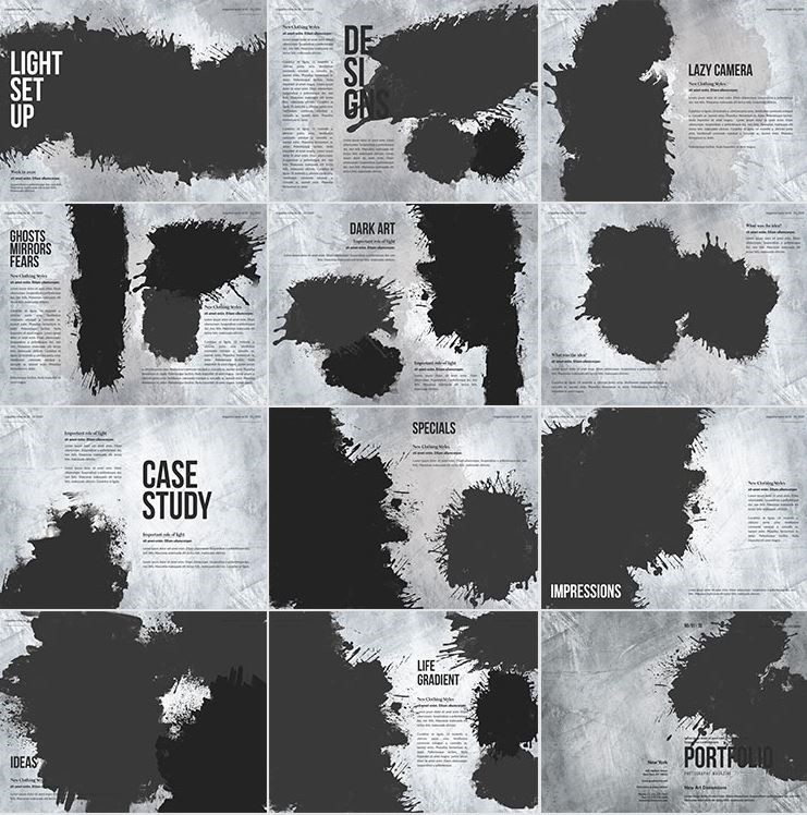 28页水墨晕染艺术创作作品集作品画册图文排版PSD模板PS设计素材