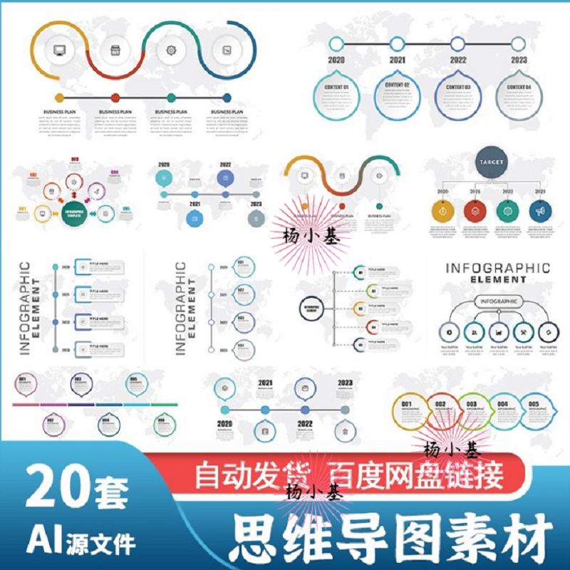 创意金融科技思维导图数据报表分析示意图PPT插图配图AI矢量素材