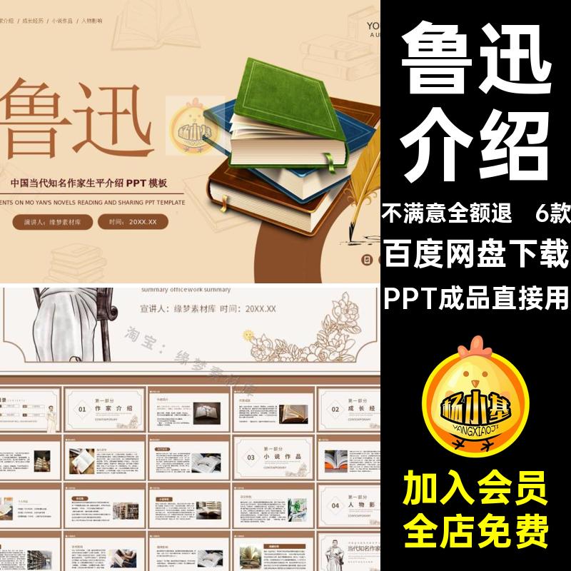 鲁迅介绍讲解中国PPT成品直接用作者简介动态人物模板目录家企好