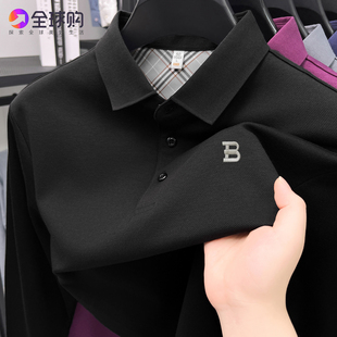 奥特莱斯高品质弹力棉翻领POLO衫 T恤男 春秋新款 商务休闲刺绣长袖