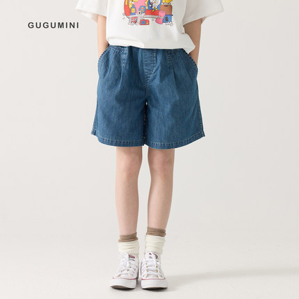 gugumini童装2026夏季新款女童学生凉爽透气亲肤百搭薄款牛仔短裤