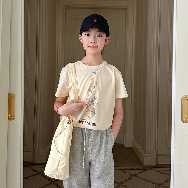 可机洗索罗娜棉冰激凌印花短袖T