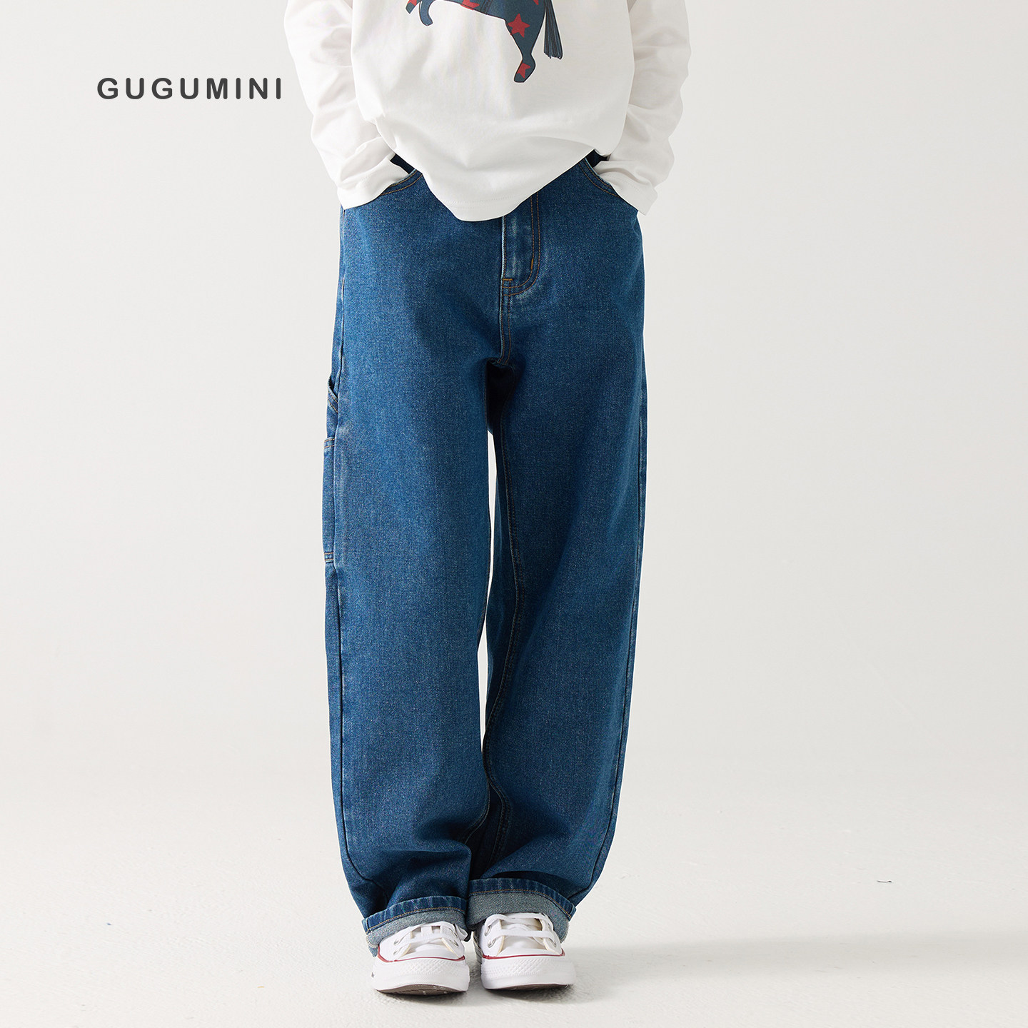 gugumini童装2026春女童新款儿童百搭柔软舒适牛仔工装裤长裤,童装/婴儿装/亲子装,儿童牛仔裤,淘宝优惠券,粉丝福利购,淘宝优惠卷