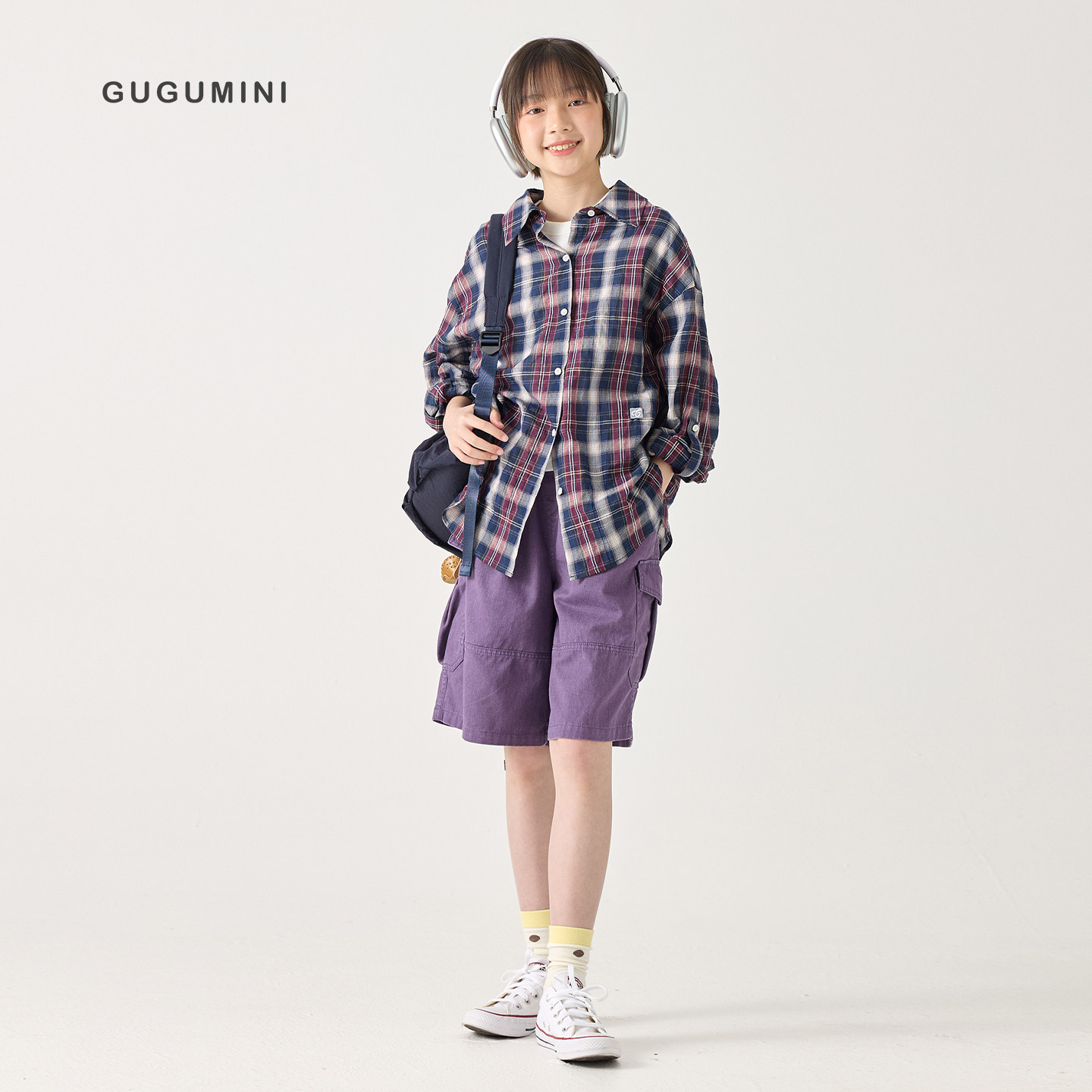 gugumini童装2026夏季格子衬衫图片