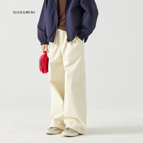 男女童百搭全棉纯色宽松版休闲裤