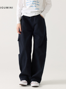 gugumini童装女童2026春新款全棉水洗棉百搭舒适透气口袋工装裤