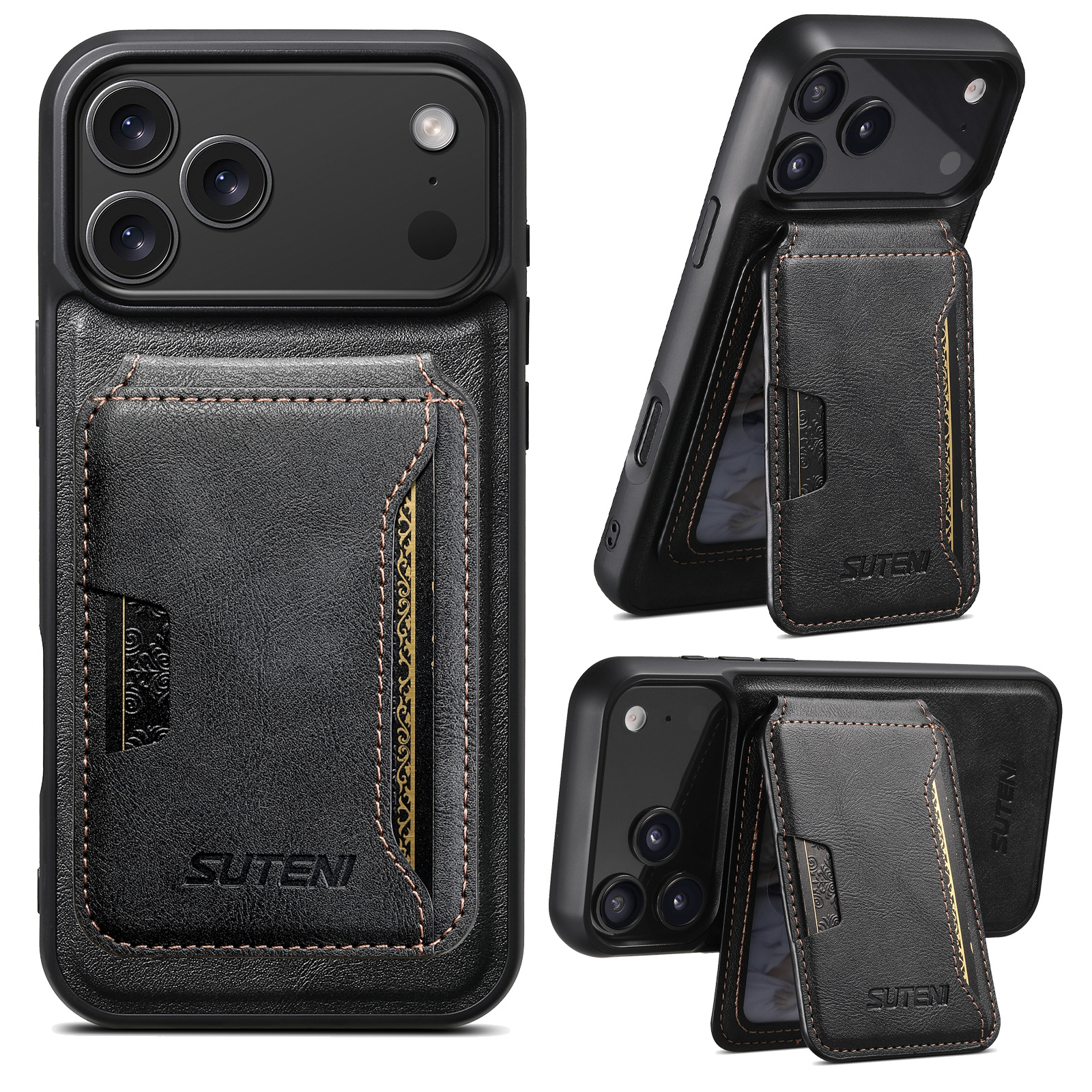 适用iPhone17Pro磁吸无线充电MagSafe三星S25U插卡支架手机皮套壳