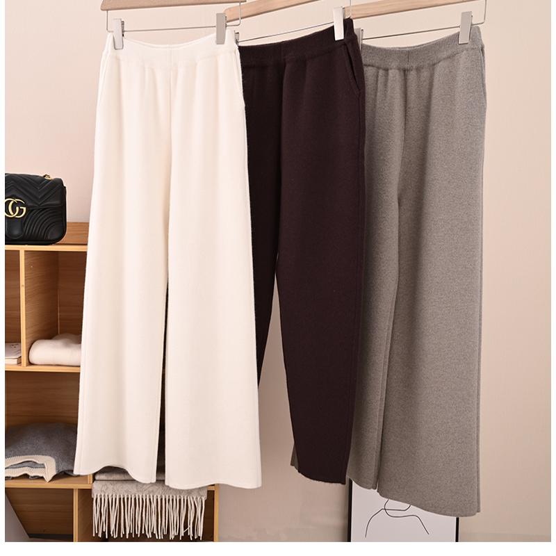 霸屏级大长腿  女紧密四平加厚100%纯羊毛阔腿裤哈伦裤  一条过冬