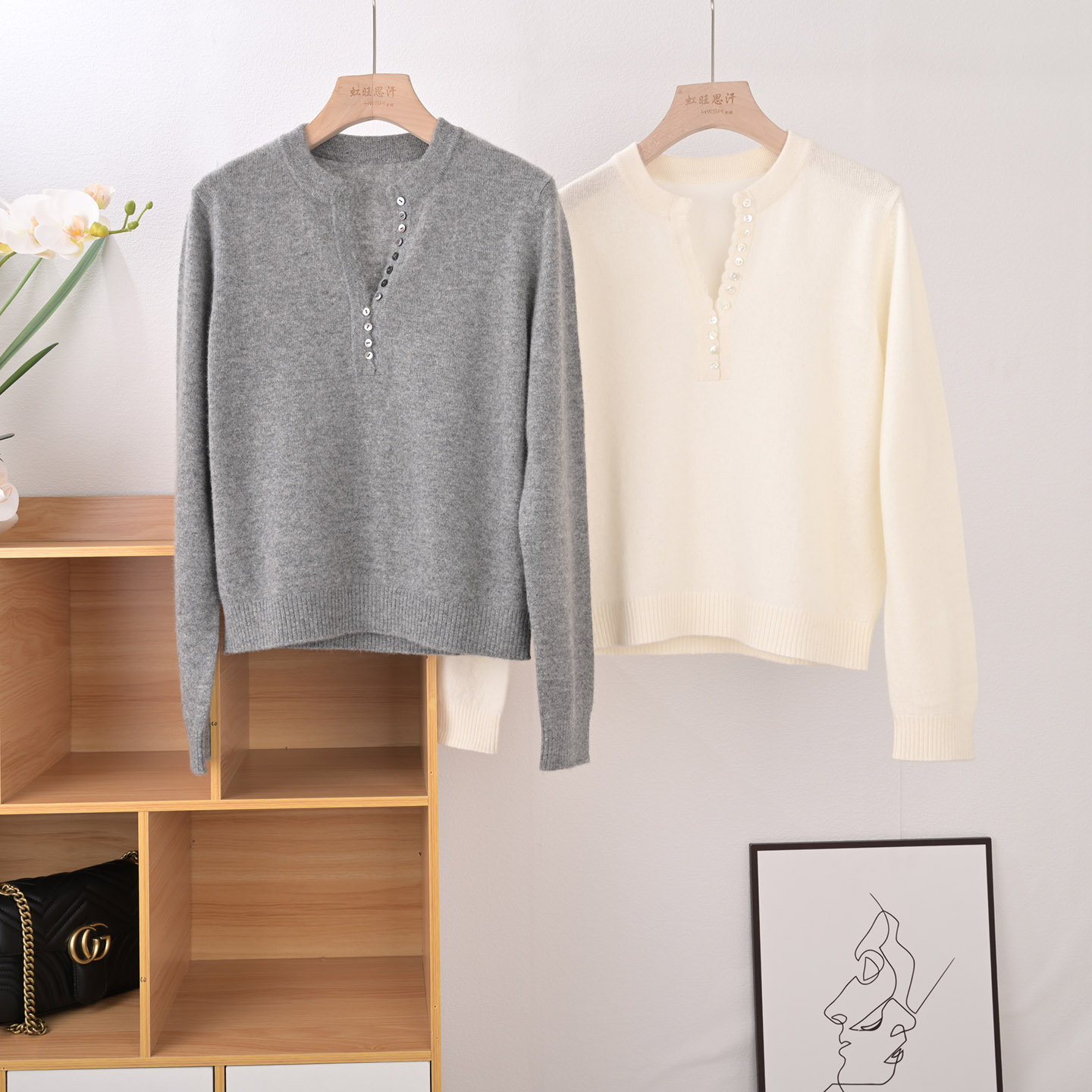 2025新品 明星同款气质花苞边半开衫100纯山羊绒针织衫女顺丰包邮