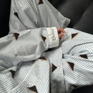 韩版长袖睡衣女春秋季新款纯棉网红风宽松长裤情侣大码家居服套装