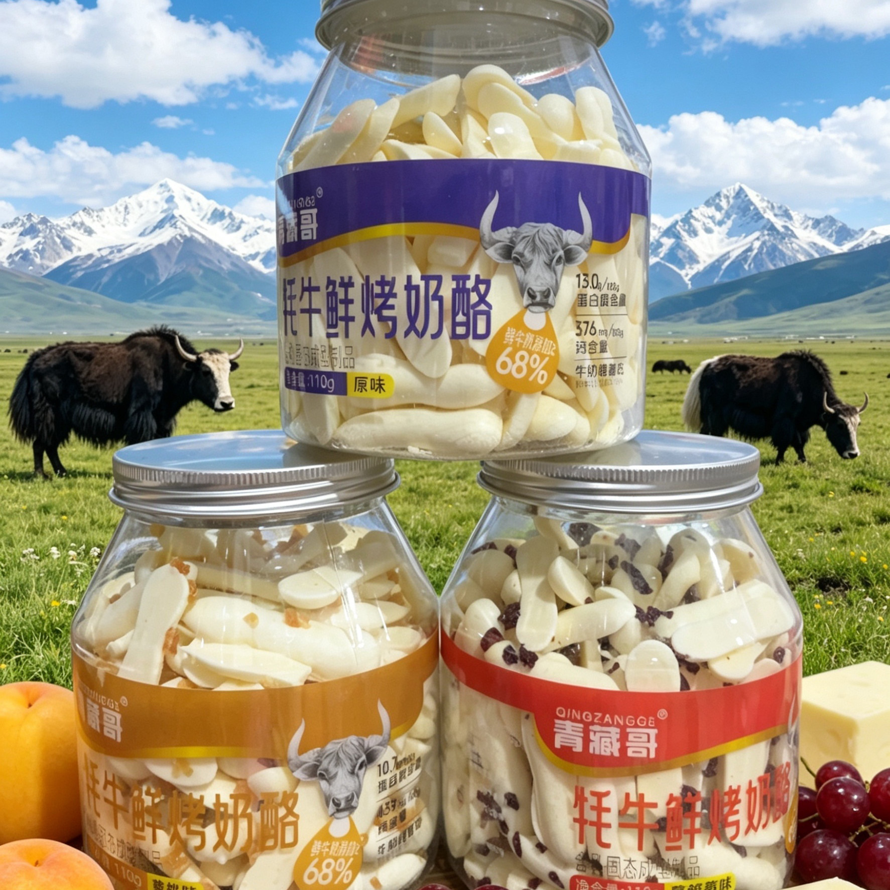 小红书推荐青海特产牦牛鲜烤奶酪/原味/黄桃/蔓越莓/110克