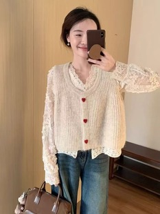 叠穿无袖 2025早春新款 背心女冬外穿软糯坎肩马甲甜美针织马夹上衣