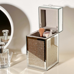 化妆品收纳盒防尘大容量化妆刷收纳筒高颜值口红眉笔刷子桶梳妆台