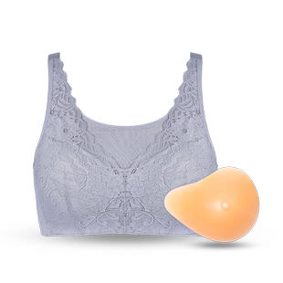 蔻黛儿仿真硅胶义乳文胸二合一套装乳腺术后无钢圈胸罩假胸7306HC