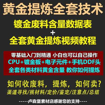 镀金废料含量数据表cpu镀金电路板电子元件手机ddf头提炼黄金素材