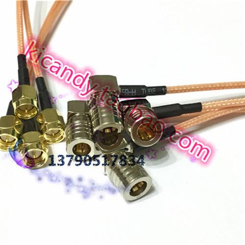 SMA/QMA-JJW转接线SMA公对特殊接头QMA公弯内针转接线微波信号线