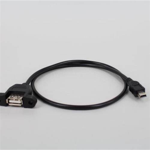 USB公AF转右弯头MINI带螺丝孔USB2.0母对直角T口0.5M 转接线连接