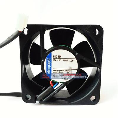 612NH 原装德国papst风机 6CM 6025 12V 2.0W 轴流散热风扇
