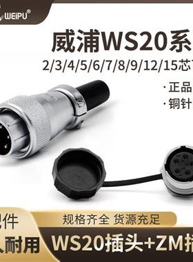航空插头 WS20-2芯3芯4芯5芯7芯9芯12芯后螺母安装插座 ZM