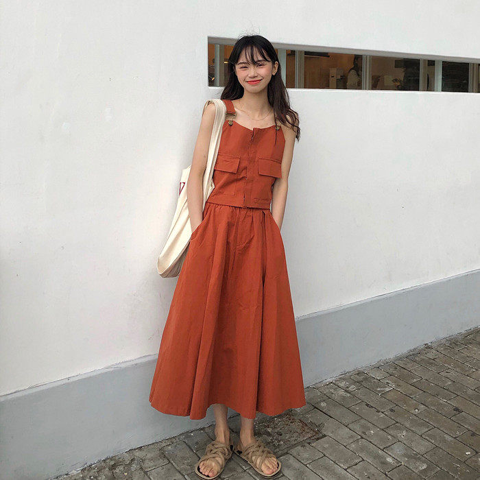 马甲韩版修身显瘦无袖背心宽松+夏季大摆伞裙松紧高腰半身裙女|ruв категории Женская одежда, юбка - от Buy2taobao.com для оказания профессиональной услуги покупки агента Taobao