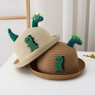 男宝宝帽子夏季男童草帽婴儿防晒帽儿童遮阳一岁渔夫凉帽夏宝太阳