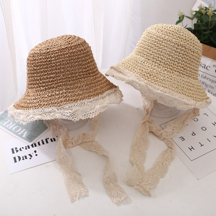 儿童防晒帽2023夏季女童太阳帽凉帽宝宝帽子草帽渔夫帽婴儿遮阳帽