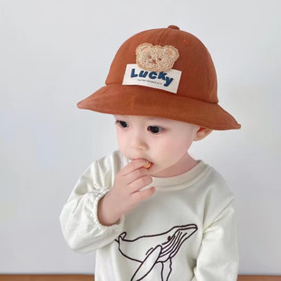 宝宝帽子秋冬天春款遮阳渔夫帽婴幼儿可爱盆帽男女童防晒套头帽萌