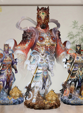 汉白玉马将军摆件家用招财工艺品
