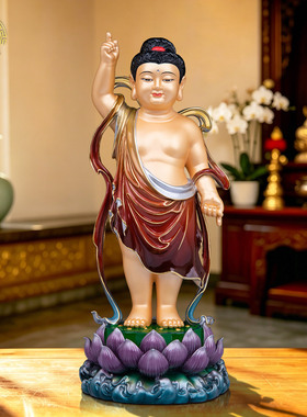 太子佛神像黄铜古彩寺庙供奉摆件